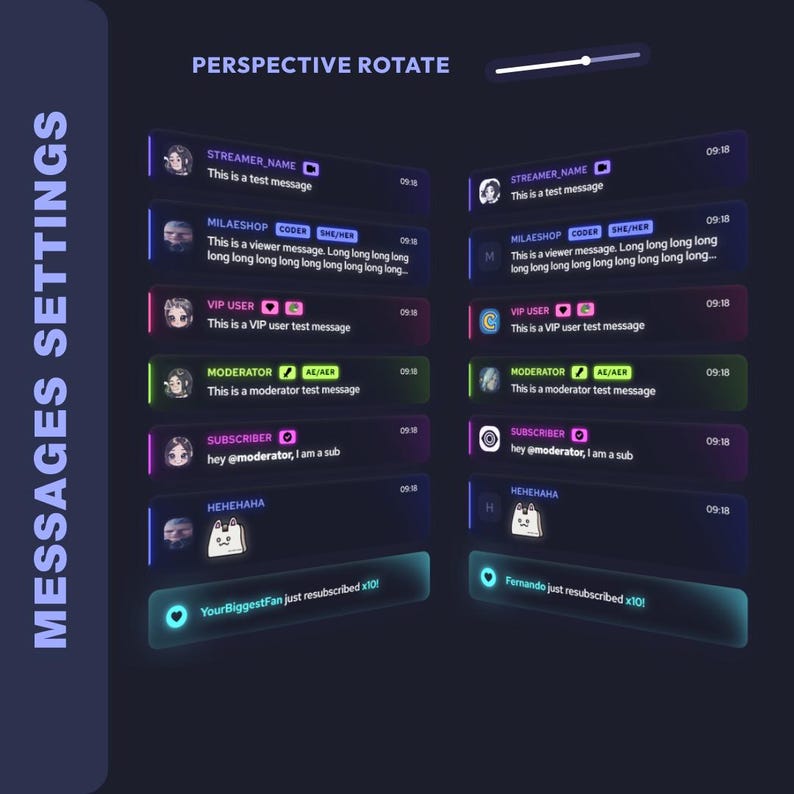Glowy Chat Widget | Horizontal and Vertical | Twitch Streamelements - Etsy