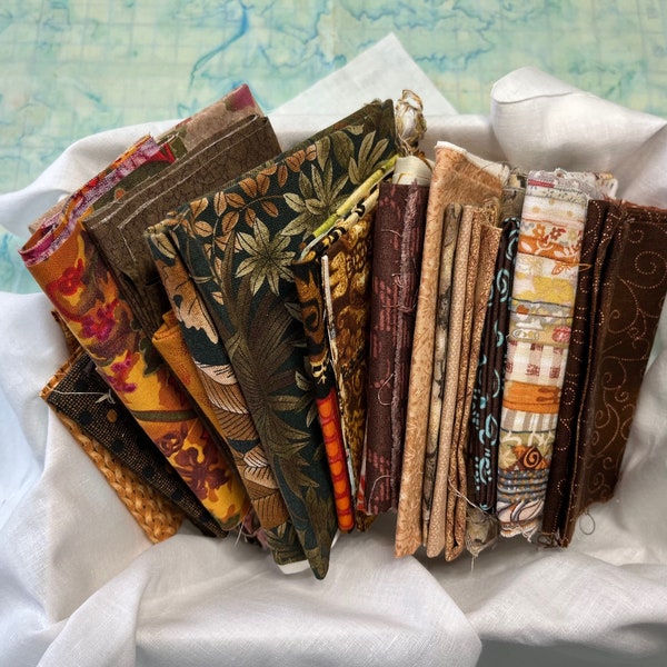 Fabric Scrap Bags - Brown Bundle