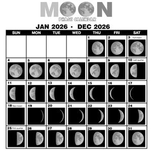 Moon Phase - 2026 Wall Calendar - Etsy