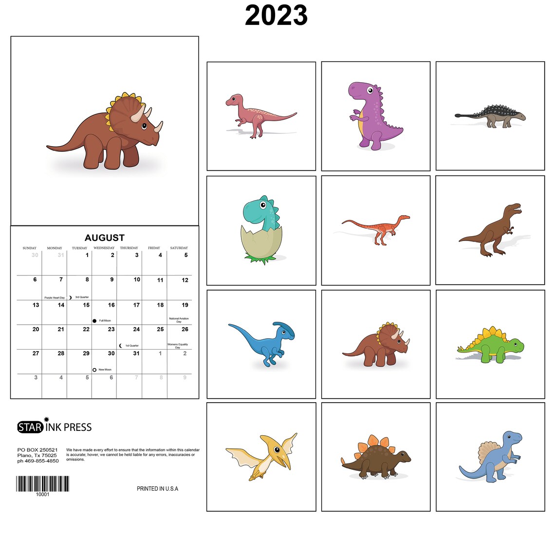 Dinosaurs 2025 Wall Calendar Etsy