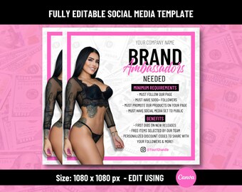 Brand Ambassador Flyer, Brand Ambassador Template, Social Media Flyer, Beauty Flyer, Boutique Flyer, Hair, Nails, Lashes, Spokesperson, IG