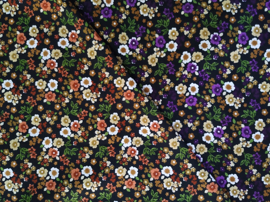 Vintage Floral Duvetyne Fabric, First Quality Fabric by the Yard or