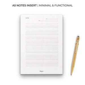 A5 Notes Insert | Minimal and Functional, Printable Organizer, Daily Weekly Planner, Business Planner, A5 Planner Inserts, PDF