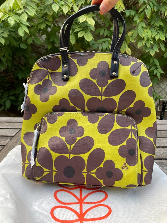 chartreuse leather backpack Orla Kiely Ladies Solid Stem Buddy Backpack Chartreuse