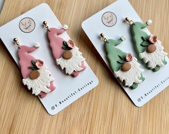 I am Lucky || Handmade Polymer Clay Positive Affirmation Earrings | Gnome Statement Earrings | Gnome Clay Earrings | Spring Clay Earrings