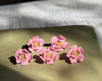 Small Polymer Clay Flower Stud Earrings: Affirmation Jewelry, Handmade Floral Statement Studs