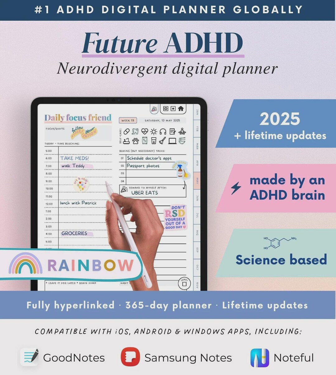 ADHD Digital Planner (made by an Bamraw) for Ipad, Goodnotes + Android ...