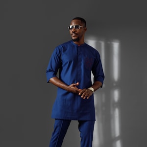 Royal Blue Kaftan, Mens African Wears, Mens Traditional Outfit, Mens Clothing, Dashiki, African Men&#39;s suit, JOSHAMORAFRICA
