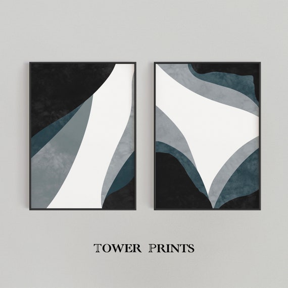 Navy Wall Art 2 Piece Wall Art Set Modern Wall Art Etsy