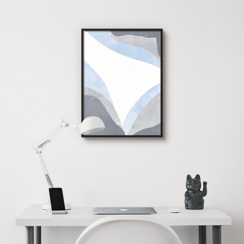 Blue Gray Wall Art 2 Piece Wall Art Set Modern Wall Art Etsy