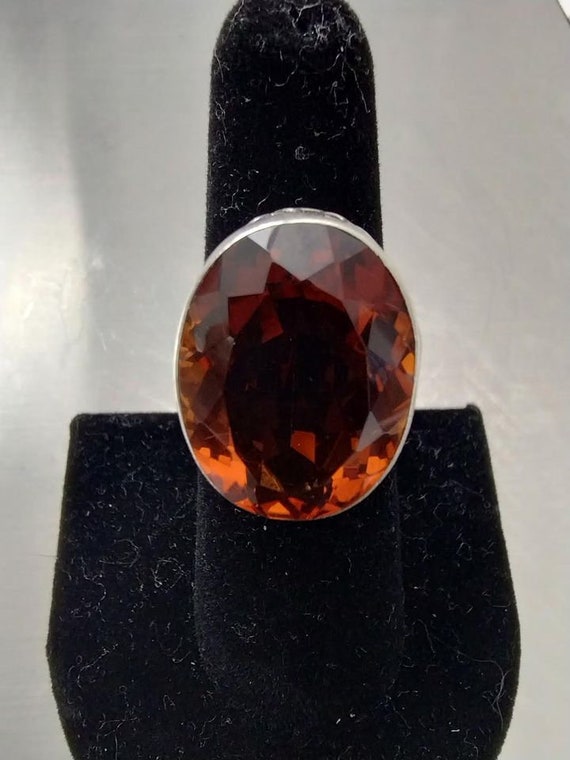 Sterling silver ring with madeira citrine gemstone