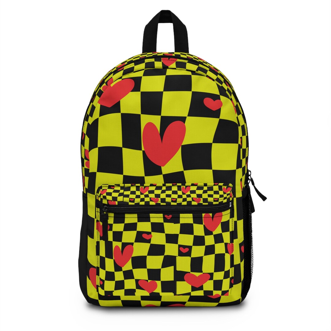 Backpack Fun Checkered Board Heart Design Outdoor Gear - Etsy