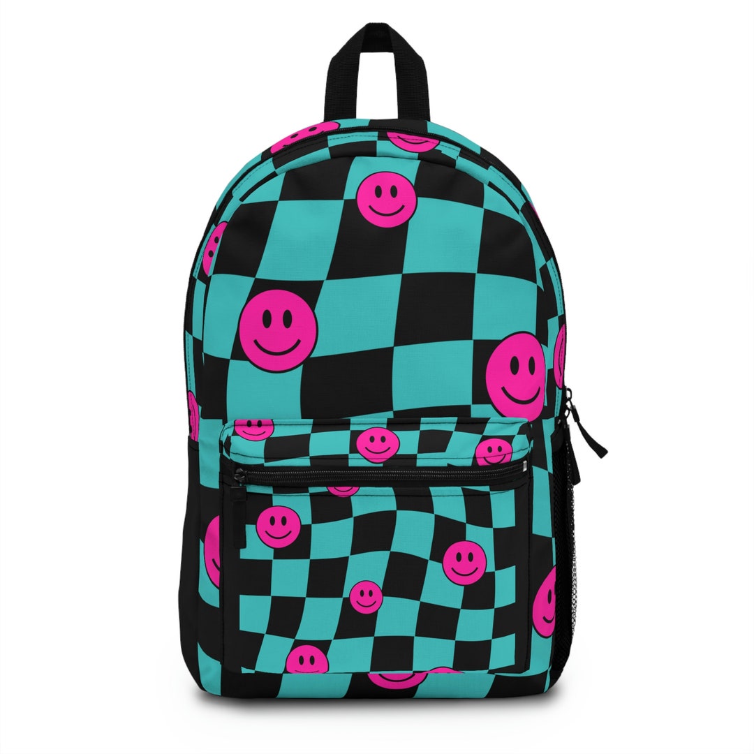 Backpack Fun Retro Happy Face Checkered Board Design Back to School ...