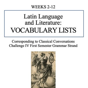 Wochen 2-12 Vokabellisten für Lateinische Sprache und Literatur (ERSTES SEMESTER CC Challenge 4)
