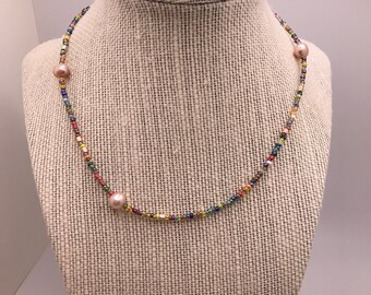 Pearl seed bead necklace