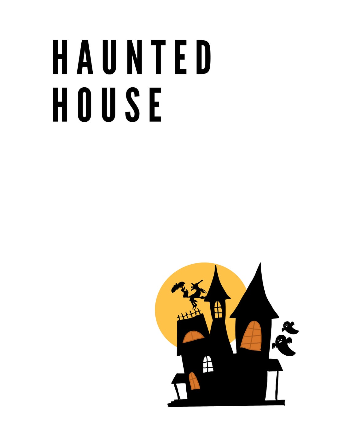 Haunted House Wall Art/ Minimalistic Halloween Decor Digital Etsy