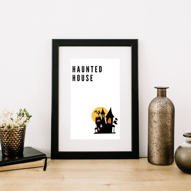 Haunted House Wall Art/ Minimalistic Halloween Decor Digital Etsy