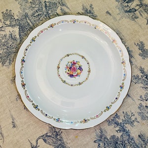 BMF porcelain FRANCE, plate/dish/cake tray/serving plate, floral pattern, gold rim, vintage French antique 29cm
