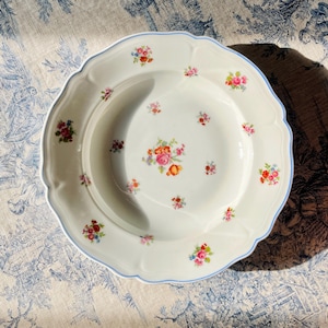 Limoges France PALLAS, soup bowl/round deep dish/Lunch/dinner/serving plate,floral,24.5cm,vintage antique French porcelain