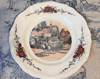 Set of 12 Obernai Sarreguemines Loux Dessert Plates, Alsatian