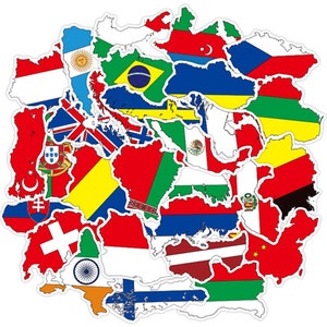 Pegatinas Países del Mundo/Bandera Nacional Alta calidad/Cool Impermeable/Equipaje/Monopatín/Guitarra/Laptop