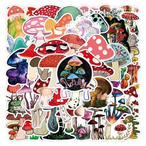 Kawaii Mushroom Colourful Plant Stickers High quality/Gift/Cool Waterproof/Luggage/Skateboard/Guitar/Laptop
