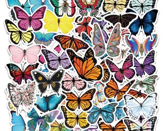 Kawaii Colorful Butterfly Stickers High quality/Gift/Cool Waterproof/Luggage/Skateboard/Guitar/Laptop