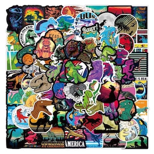 Adesivi del mondo dei dinosauri Kawaii, Dinosauri divertenti, Adesivi dei dinosauri del parco Alta qualità, Regalo, Impermeabile, Bagagli, Skateboard, Chitarra, Laptop