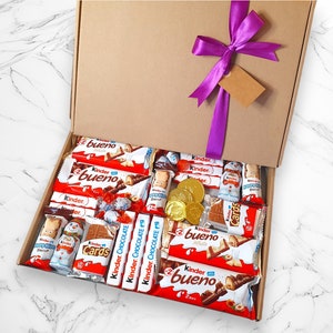 Kinder Bueno Chocolate Gift Box Personalised Gift Tag Kinder Hamper Treat Box Box Of Sweets Present Gift For Him/Her Thank You Gift