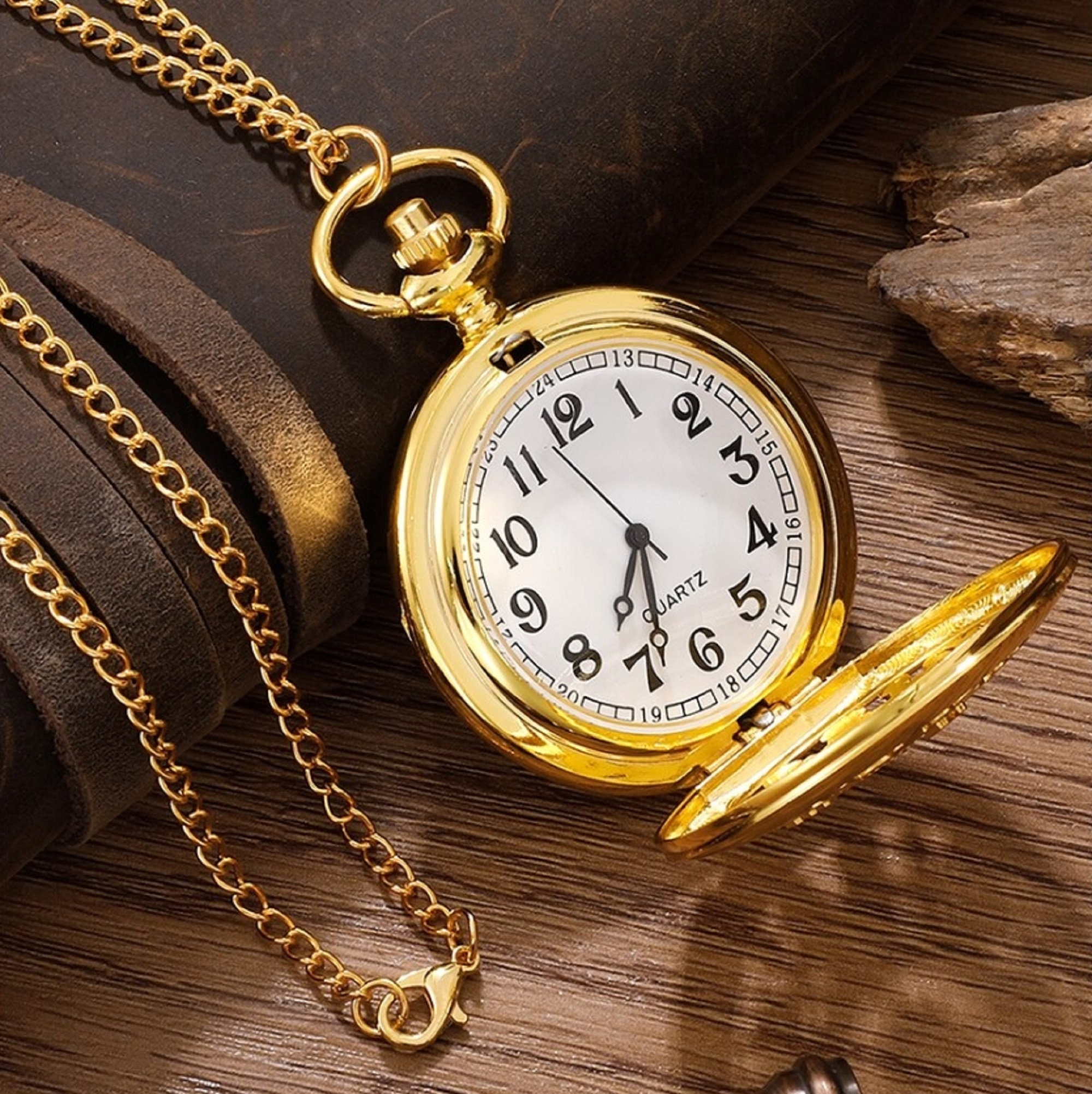 Orologio Cipolla Acciaio Orologio Da Taschino Steampunk Con Catena - Quadrante Colorato E Numeri Romani, Unisex Orologi Da Taschino Uomo - 2