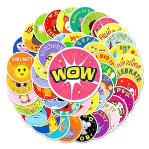 Pegatina de dibujos animados Kawaii, pegatinas de recompensa con palabras bonitas, alta calidad, regalo, resistente al agua, equipaje, monopatín, guitarra, ordenador portátil