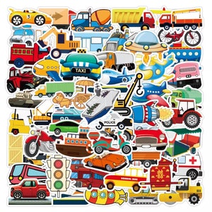 Pegatinas de juguetes Kawaii, pegatinas de tráfico de coches de dibujos animados de alta calidad, para niños, resistentes al agua, equipaje, monopatín, guitarra, ordenador portátil