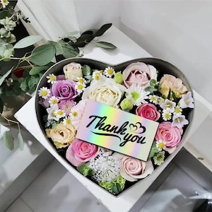 Holografische Dankeskarte - 5 x 9 cm Anhänger für Geschenkkartons, Blumen, kleine Business-Verpackungen