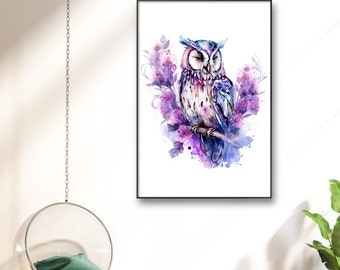 Owl Poster, Bird Poster, Art Poster, Gift Poster, Poster Wall Decoration, Print Wall Art High Quality Size A3 A4 A5 A6