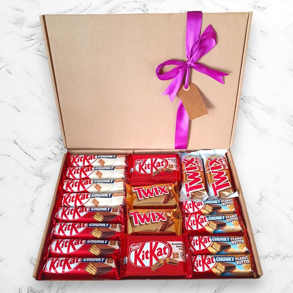 Chocolate KitKat Bar Gift Box, Personalised Gift Tag, Chocolate Hamper, Treat Box, Box Of Sweets, Present, Gift For Him/Her, Thank You Gift
