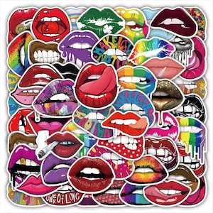 Creative Lips Mixed Colored Lips Stickers High quality Cool Waterproof Luggage Skateboard Guitar Laptop