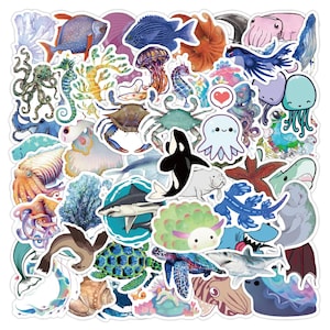 Kawaii Marine Life Stickers High quality Marine Animal/Cartoon/Cool Waterproof/Luggage/Skateboard/Guitar/Laptop
