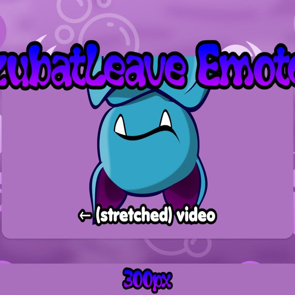 Twitch/Discord Animated Zubat Emote, zubatLeave (peepoLeave theme), Gen 1 Pokemon, Chibi Emotes, Scarlet/Violet Emotes