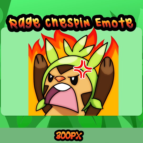 Animated Chespin Rage Emote, ChespRage, Gen 6 Pokemon, Rage Emotes, PKMN Emotes, Scarlet/Violet Emotes