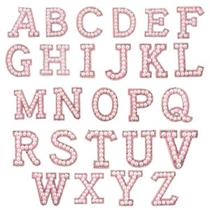 Parche de letras del alfabeto Pink Pearl, 2-4.5X4.5cm, Irone en bordado de bricolaje para novias y bodas, envío rápido desde EE. UU., A a Z, 0 a 9,