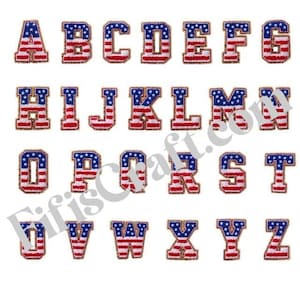 8 cm/3.5インチのアメリカ国旗の愛国的なシェニール文字AからZ、ポーチ用のバーシティ文字、セーターDIY刺繍、米国からの迅速な発送