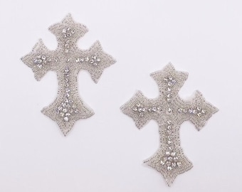 Cross Rhinestone metal patch, rhinestone applique for bridal dress, evening dress and decoration