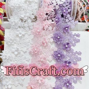 4 Farben der Blume Bogen Stickerei Spitzenware, 8 cm breit, zum Nähen DIY-Projekt für Kleid, Accessoires, Bastelprojekte, schneller Versand