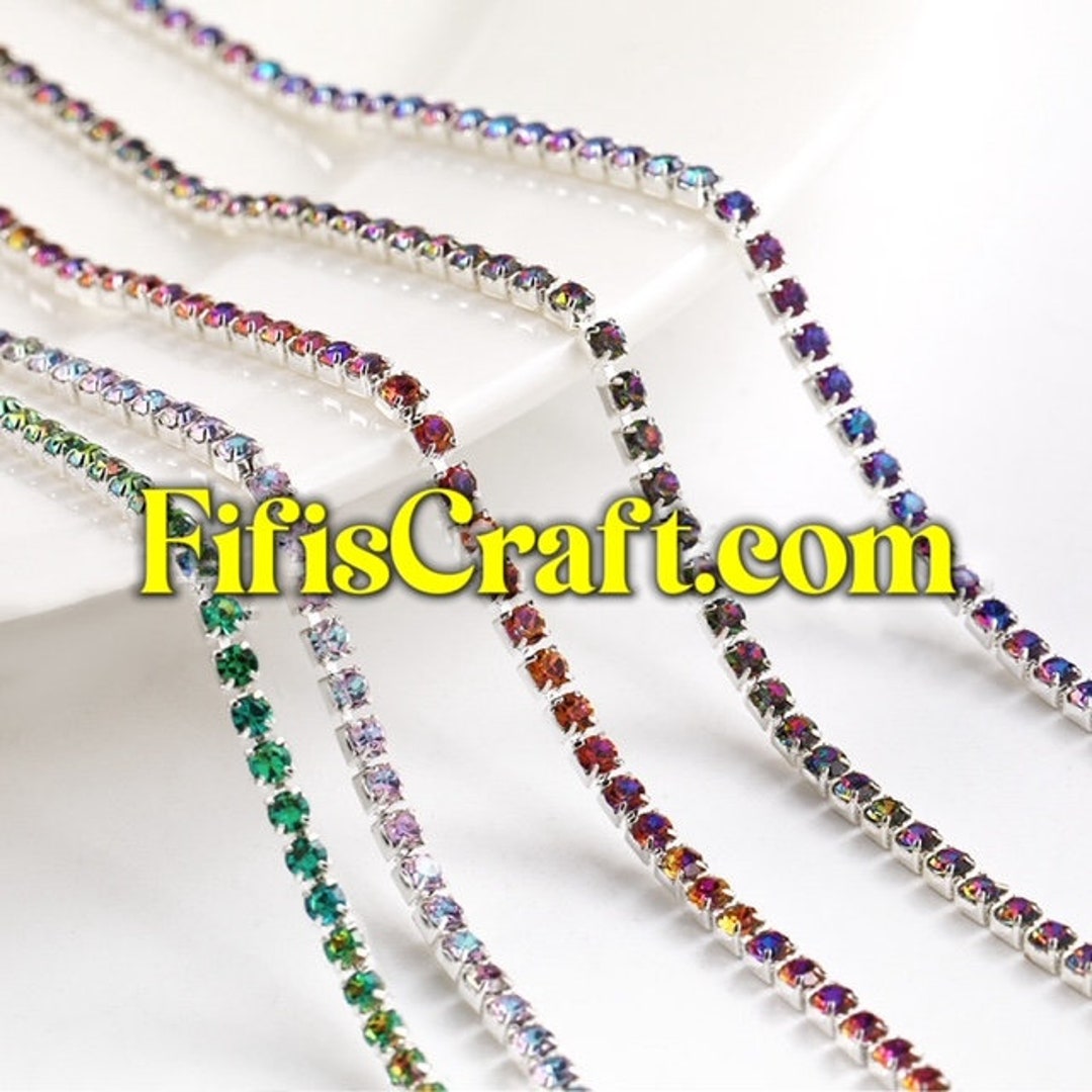 Iridescent Colored SS6.5 Rhinestone String, High Quality Glass Crystals ...