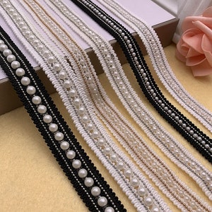 Faux Pearl String with lace by yards