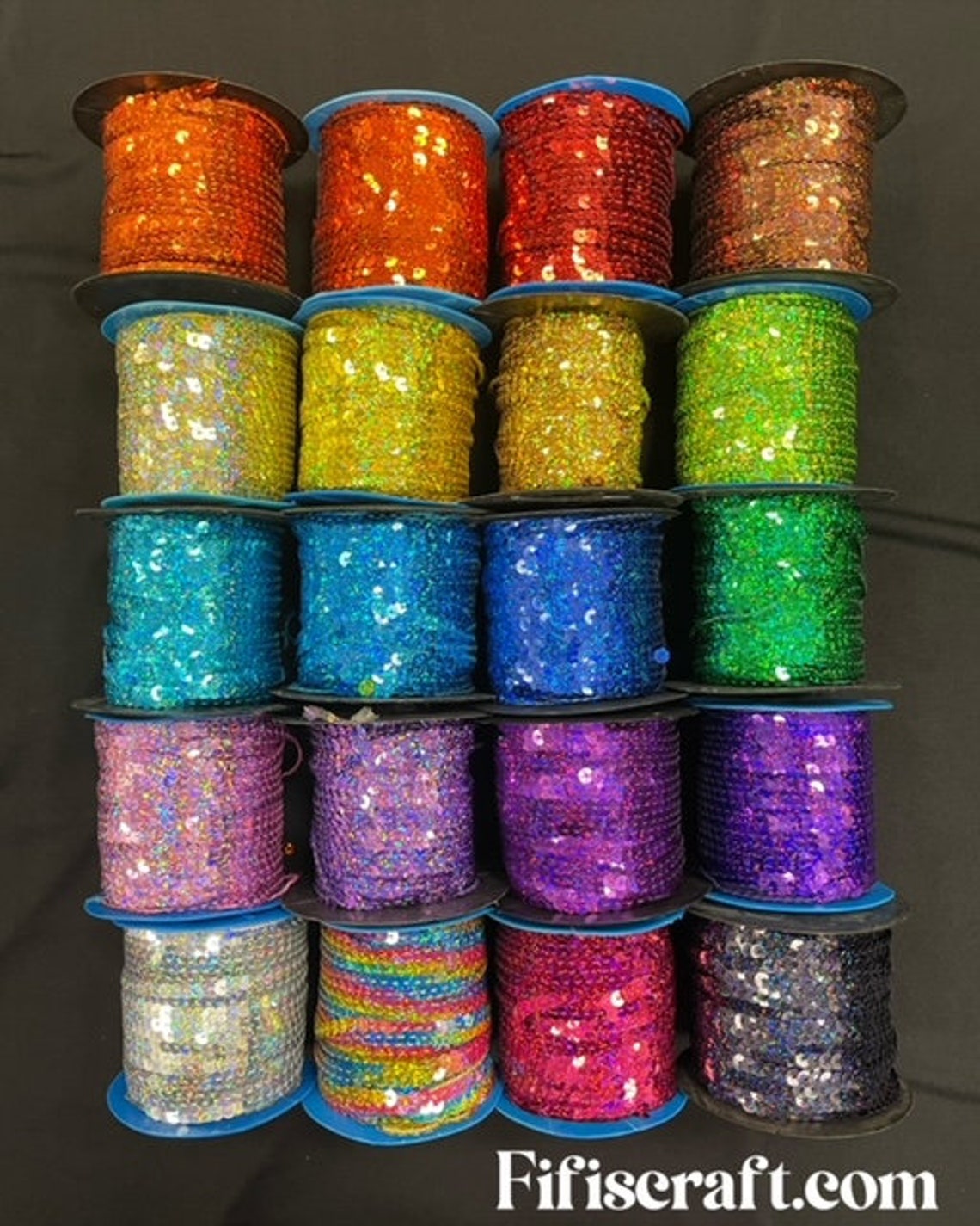 23 colors of 6mm Laser Flat Sequin String by yard rope fringe image 1