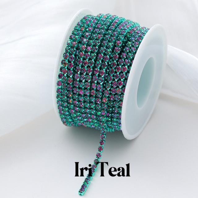 7 Colors of SS12 Iridescent Rhinestone String, 3mm High Quality Glass ...