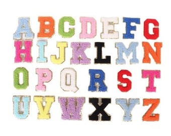 Iron on Chenille letter patch A through Z - 10 color options Varsity Letter for Pouch Bag DIY embroidery, 5cm/2 In, quick ship from USA