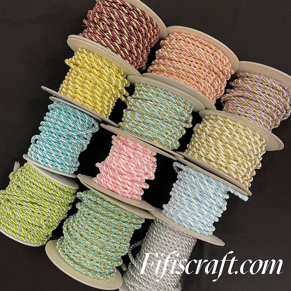 30 colors of duo color 3-4mm twisted cord trim by yard, twisted rope decorative cord, soutache braid trimming cord rope,