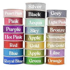 25 Yards/ A roll Nylon Metallic Glitter Ribbon 7/8-inch, 8 colors, immediate shipping from USA, for hair bow, party, wedding, scrap booking, image 3